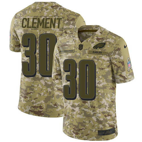 Philadelphia Eagles #30 Corey Clement Camo Youth Stitched Limited 2018 Salute to Service Jersey Youth