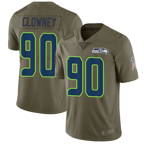 Seattle Seahawks #90 Jadeveon Clowney Olive Youth Stitched Limited 2017 Salute to Service Jersey Youth