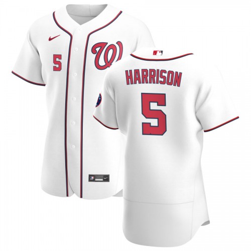 Washington Washington Nationals #5 Josh Harrison Men's White Home 2020 Authentic Player Jersey Men's