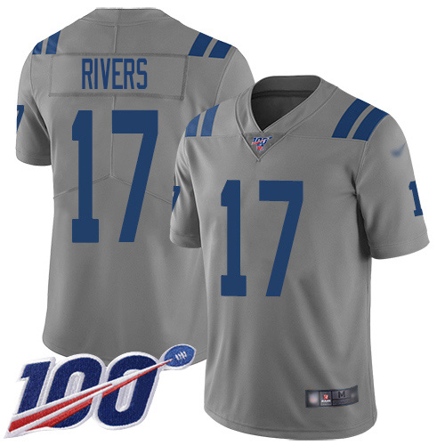 Indianapolis Colts #17 Philip Rivers Gray Youth Stitched Limited Inverted Legend 100th Season Jersey Youth