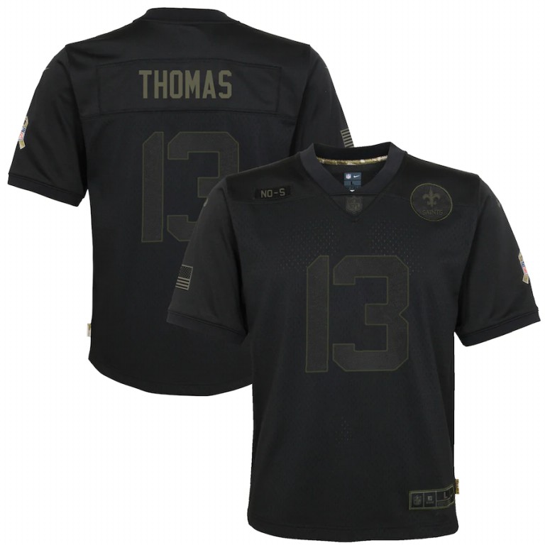 New Orleans Saints #13 Michael Thomas Youth 2020 Salute To Service Game Jersey Black