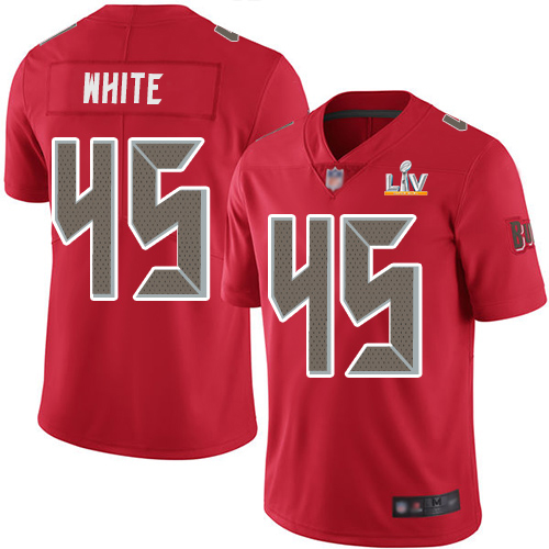 Buccaneers #45 Devin White Red Youth Super Bowl LV Bound Stitched Limited Rush Jersey