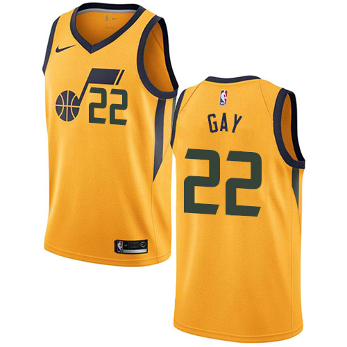 Utah Jazz #22 Rudy Gay Yellow Swingman Statement Edition Jersey Mens