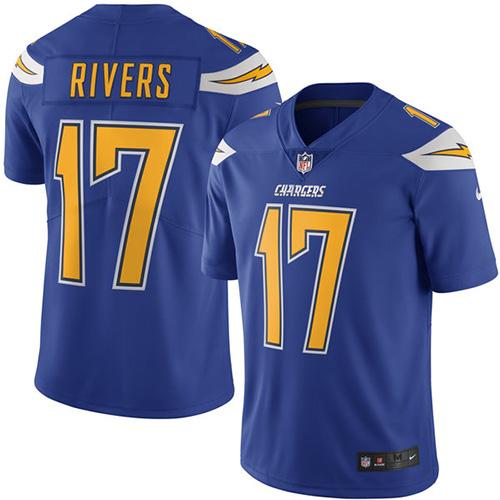 Los Angeles Chargers #17 Philip Rivers Electric Blue Youth Stitched Limited Rush Jersey Youth