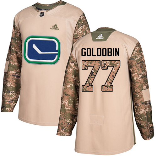 Adidas Vancouver Canucks #77 Nikolay Goldobin Camo Authentic 2017 Veterans Day Youth Stitched Jersey Youth