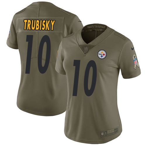 Steelers #10 Mitchell Trubisky Olive Women's Stitched Limited 2017 Salute To Service Jersey