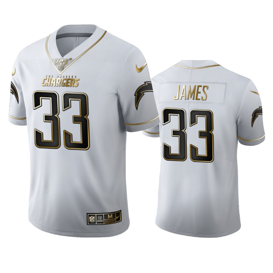 Los Angeles Chargers #33 Derwin James Jr Men's White Golden Edition Vapor Limited 100 Jersey