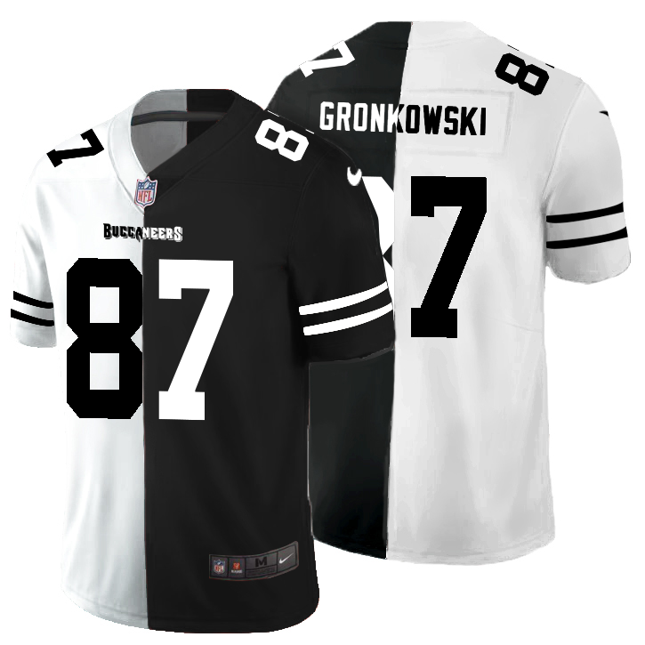 Tampa Bay Buccaneers #87 Rob Gronkowski Men's Black V White Peace Split Vapor Untouchable Limited Jersey
