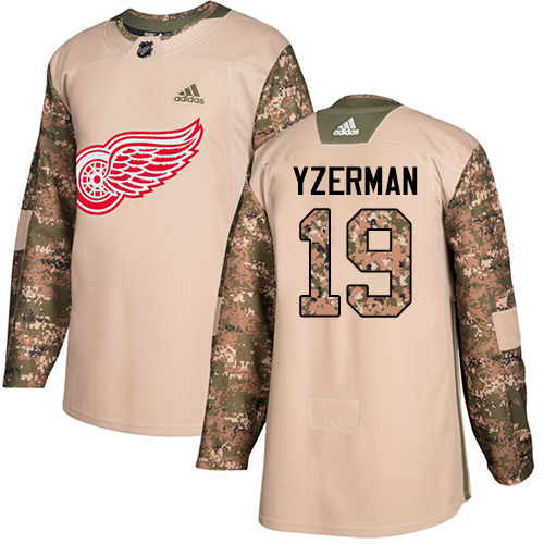 Adidas Detroit Red Wings #19 Steve Yzerman Camo Authentic 2017 Veterans Day Stitched Jersey Men's
