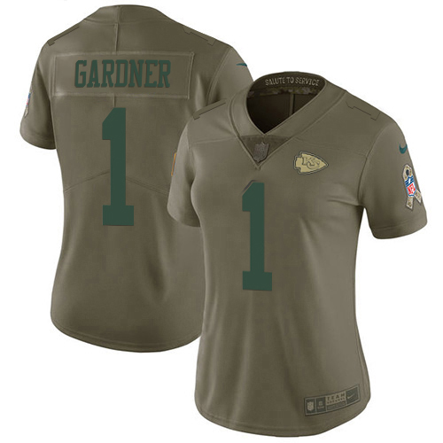 Jets #1 Ahmad Sauce Gardner Olive Women's Stitched Limited 2017 Salute To Service Jersey