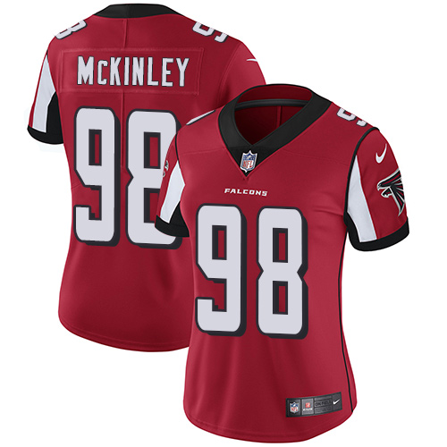 Atlanta Falcons #98 Takkarist McKinley Red Team Color Women's Stitched Vapor Untouchable Limited Jersey Womens