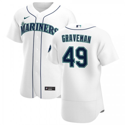 Seattle Seattle Mariners #49 Kendall Graveman Men's White Home 2020 Authentic Player Jersey Men's