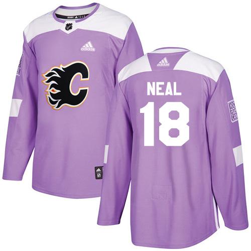 Adidas Calgary Flames #18 James Neal Purple Authentic Fights Cancer Stitched Jersey Men's