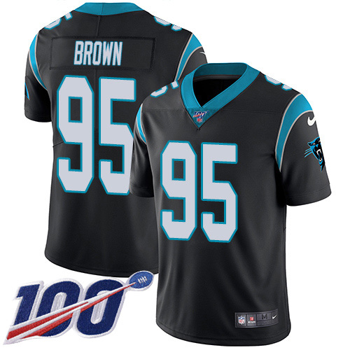 Carolina Panthers #95 Derrick Brown Black Team Color Men's Stitched 100th Season Vapor Untouchable Limited Jersey Men's
