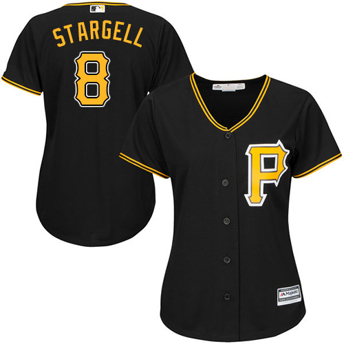 Pittsburgh Pirates #8 Willie Stargell Black Alternate Women's Stitched Jersey Womens