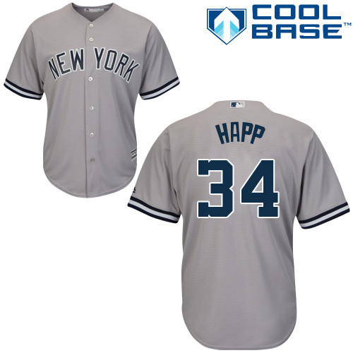 New York Yankees #34 J.A. Happ Grey New Cool Base Stitched Jersey Men's