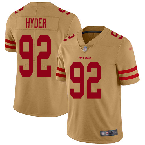 San Francisco 49ers #92 Kerry Hyder Gold Men's Stitched Limited Inverted Legend Jersey Men's