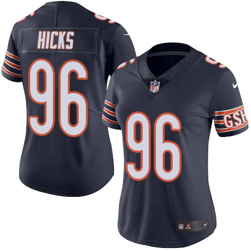 Chicago Bears #96 Akiem Hicks Navy Blue Team Color Women's Stitched Vapor Untouchable Limited Jersey Womens