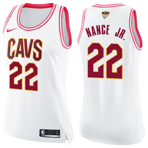 Cleveland Cavaliers #22 Larry Nance Jr. White/Pink The Finals Patch Womens Swingman Fashion Jersey Womens