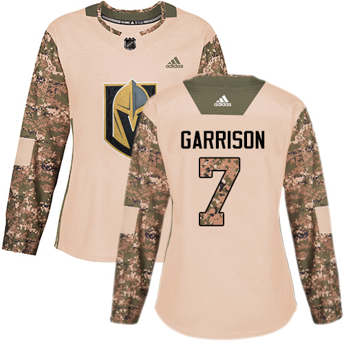 Adidas Golden Vegas Golden Knights #7 Jason Garrison Camo Authentic 2017 Veterans Day Women's Stitched Jersey Womens