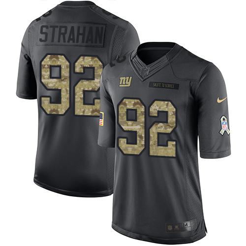 Giants #92 Michael Strahan Black Youth Stitched Limited 2016 Salute To Service Jersey
