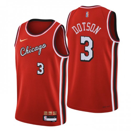 Chicago Chicago Bulls #3 Devon Dotson Mens Red 2021/22 Swingman Jersey - City Edition Mens