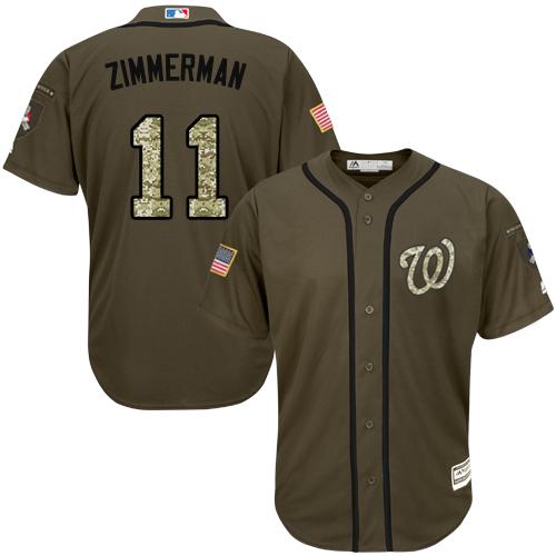 Washington Nationals #11 Ryan Zimmerman Green Salute to Service Stitched Youth Jersey Youth