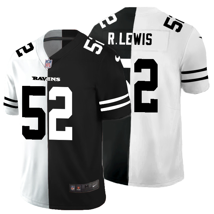 Baltimore Ravens #52 Ray Lewis Men's Black V White Peace Split Vapor Untouchable Limited Jersey