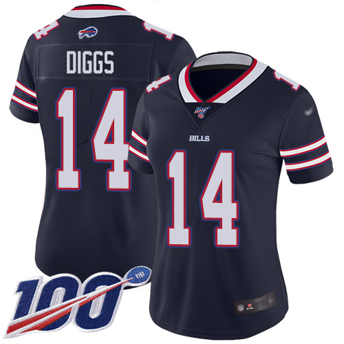 Bills #14 Stefon Diggs Navy Women's Stitched Limited Inverted Legend 100th Season Jersey
