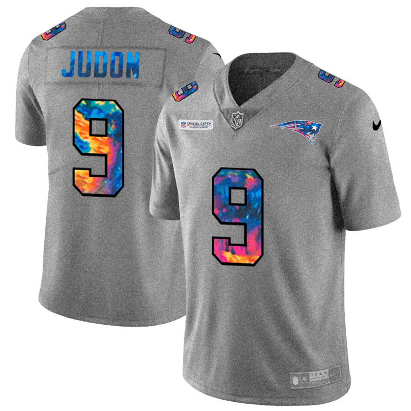 New England Patriots #9 Matt Judon Men's Multi-Color 2020 Crucial Catch Jersey Greyheather