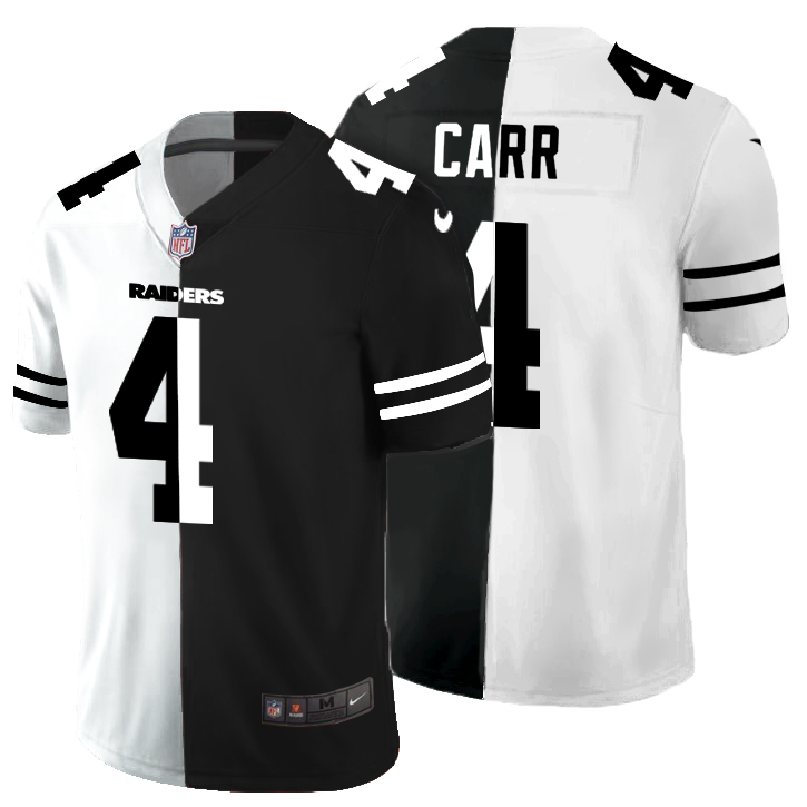 Las Vegas Raiders #4 Derek Carr Men's Black V White Peace Split Vapor Untouchable Limited Jersey