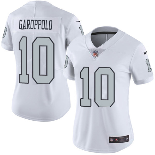 Raiders #10 Jimmy Garoppolo White Women's Stitched Limited Rush Jersey