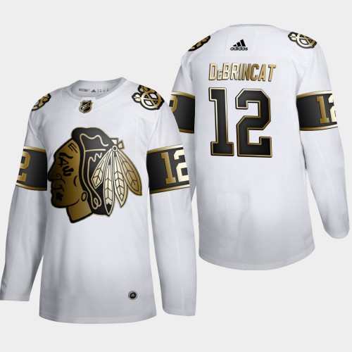 Chicago Chicago Blackhawks #12 Alex DeBrincat Men's Adidas White Golden Edition Limited Stitched Jersey Men's