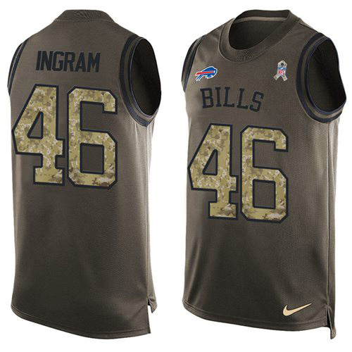 Bills #46 Ja'Marcus Ingram Green Men's Stitched Limited Salute To Service Tank Top Jersey