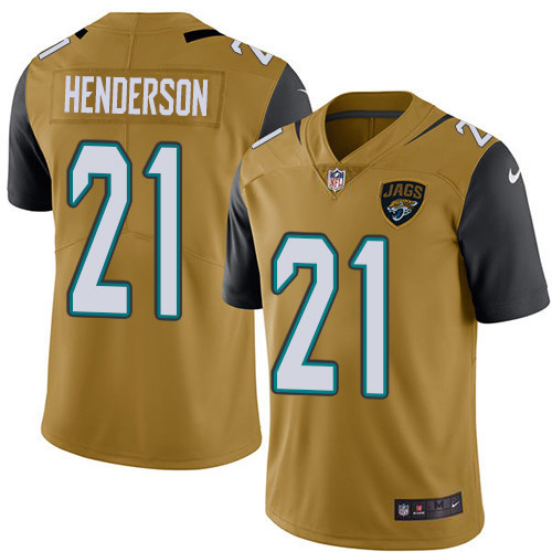 Jacksonville Jaguars #21 C.J. Henderson Gold Men's Stitched Limited Rush Jersey Men's
