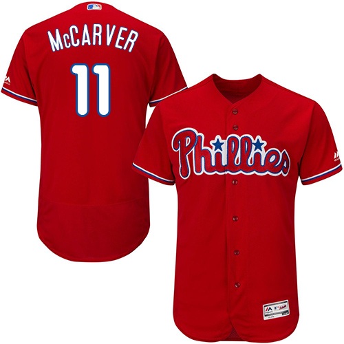 Philadelphia Phillies #11 Tim McCarver Red Flexbase Authentic Collection Stitched Jersey Men's