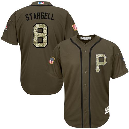 Pittsburgh Pirates #8 Willie Stargell Green Salute to Service Stitched Youth Jersey Youth