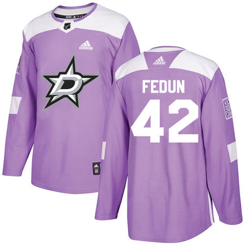 Adidas Dallas Stars #42 Taylor Fedun Purple Authentic Fights Cancer Youth Stitched Jersey Youth