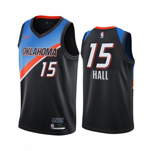 Oklahoma City Thunder #15 Josh Hall Black Swingman 2020-21 City Edition Jersey Mens