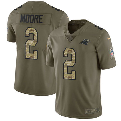Panthers #2 DJ Moore Olive/Camo Men's Stitched Limited 2017 Salute To Service Jersey