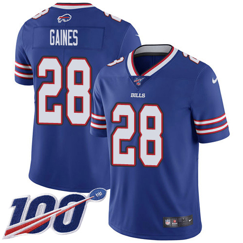 Buffalo Bills #28 E.J. Gaines Royal Blue Team Color Men's Stitched 100th Season Vapor Untouchable Limited Jersey Men's