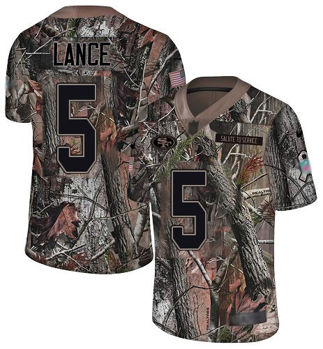 San Francisco 49ers #5 Trey Lance Camo Youth Stitched Limited Rush Realtree Jersey