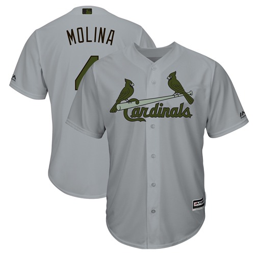 St.Louis Cardinals #4 Yadier Molina Grey New Cool Base 2018 Memorial Day Stitched Jersey Men's