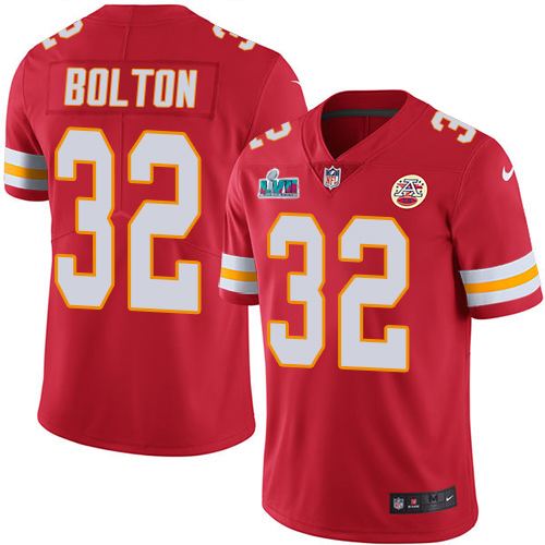 Chiefs #32 Nick Bolton Red Team Color Super Bowl LVII Patch Men's Stitched Vapor Untouchable Limited Jersey