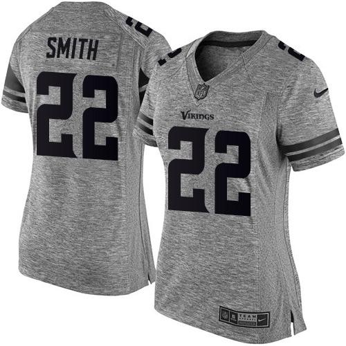 Vikings #22 Harrison Smith Gray Women's Stitched Limited Gridiron Gray Jersey