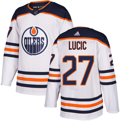 Adidas Edmonton Oilers #27 Milan Lucic White Road Authentic Stitched Jersey Men's
