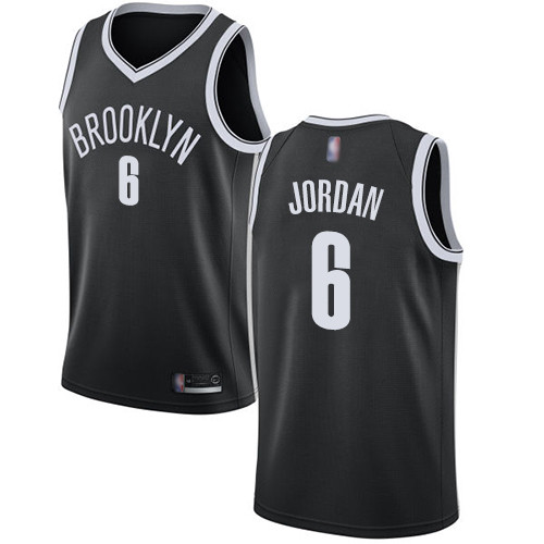 Brooklyn Nets #6 DeAndre Jordan Black Swingman Icon Edition Jersey Mens