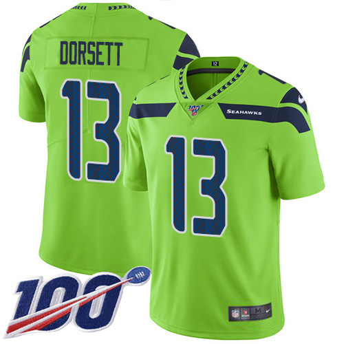 Seattle Seahawks #13 Phillip Dorsett Green Men's Stitched Limited Rush 100th Season Jersey Men's