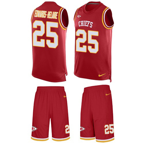 Chiefs #25 Clyde Edwards-Helaire Red Team Color Men's Stitched Limited Tank Top Suit Jersey