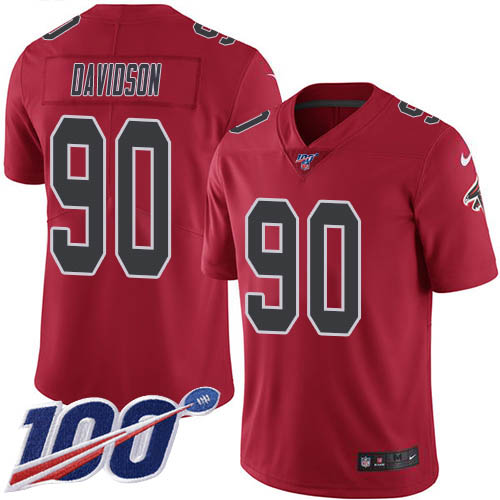 Atlanta Falcons #90 Marlon Davidson Red Youth Stitched Limited Rush 100th Season Jersey Youth